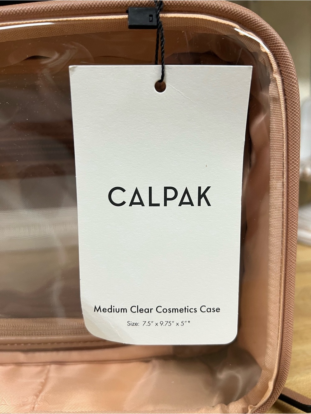 Calpak NWT Clear Cosmetic Case in Beige/Tan with Top Handle - Picture 2 of 6